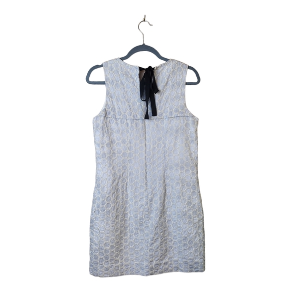J Crew Seersucker Eyelet Embroidered Sleeveless Tie Back Shift Dress - Picture 3 of 7